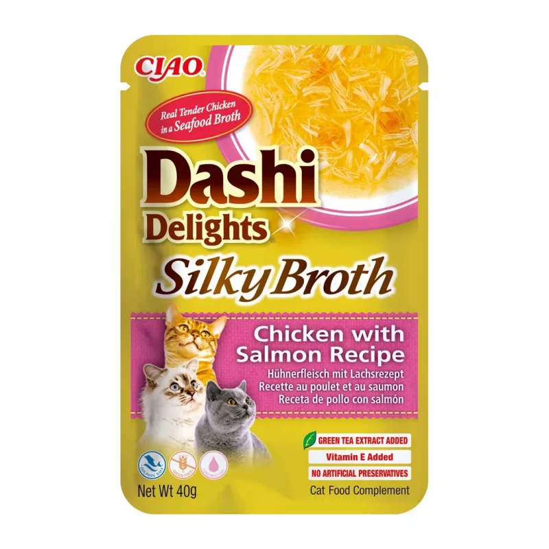 INABA CAT Dashi Delights Silky Broth vistas gaļa ar lasi – kaķu kārums – 40g