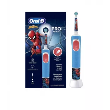 Elektriskā zobu suka Oral-B Vitality PRO Kids Spiderman, zila — bērnu motorizētā zobu suka ikdienas lietošanai