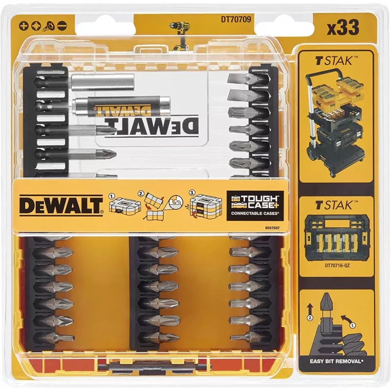 DeWALT DT70709-QZ skrūvgrieža uzgaļi 33 gab.