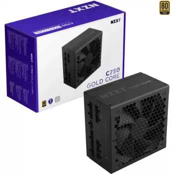 C750 GOLD CORE, PC barošanas bloks melns, 1x 12-pin augstas jaudas GPU, 3x PCIe, kabeļu pārvaldība, 750 W