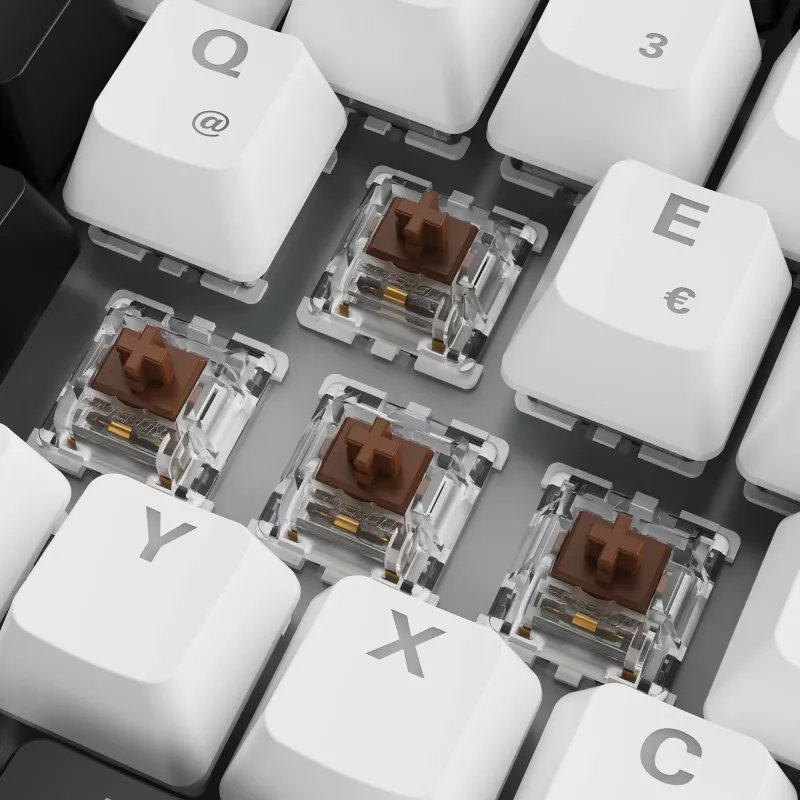 SKILLER SGK50 S3, Gaming tastatūra balta, DE izkārtojums, Gateron Brown