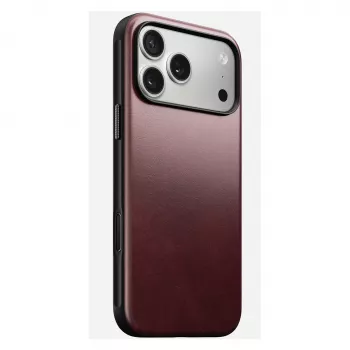 Ādas vāciņš Nomad Modern iPhone 17 Pro Max (6,9 collas) — Burgundy, āda+TPU+PC