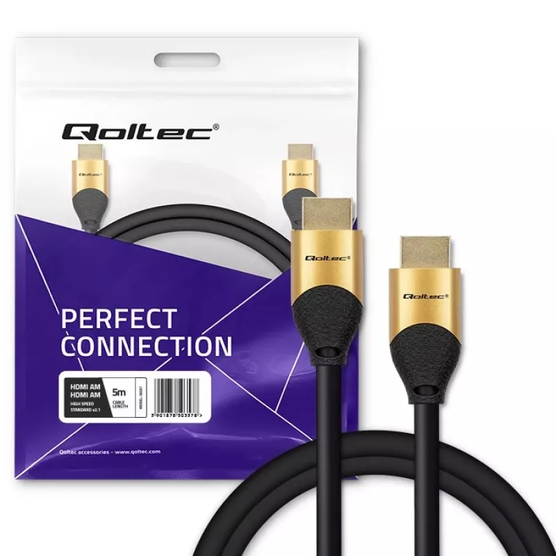Qoltec 50357 HDMI kabelis 5 m HDMI Type A (Standarta) Melns