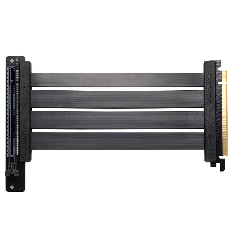 PHANTEKS PCI-E 4.0 x16 Riser Flat Line kabelis, 90 grādi, 22 cm - melns