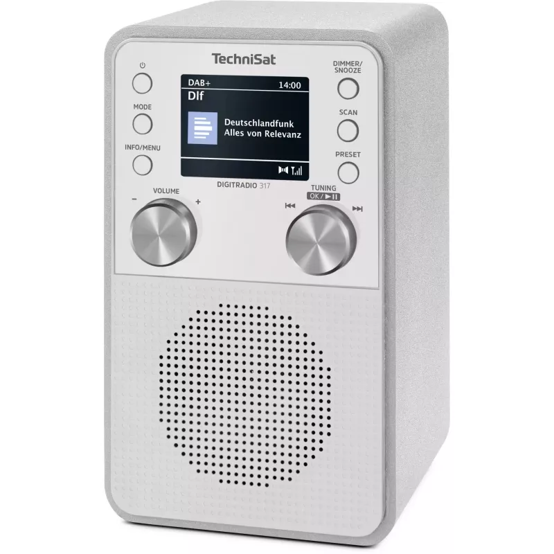 Digitālais radio TECHNISAT DigitRadio 317 Balts — FM un DAB+ uztveršana, kompakts galda dizains