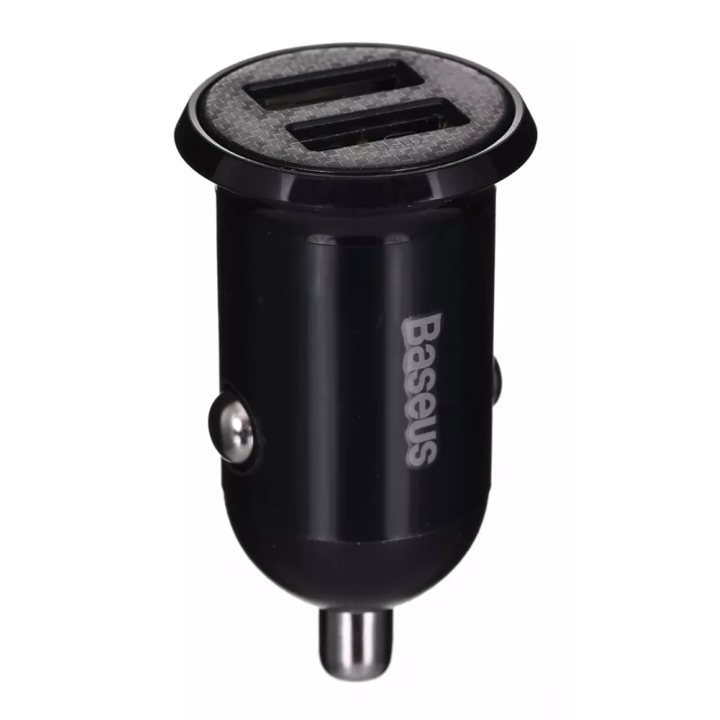 Baseus Gain Pro Universal Auto lādētājs Melns — 2× USB 2.0, 2.4 A katrā portā, Ieeja 12–24 V, 5 V izeja