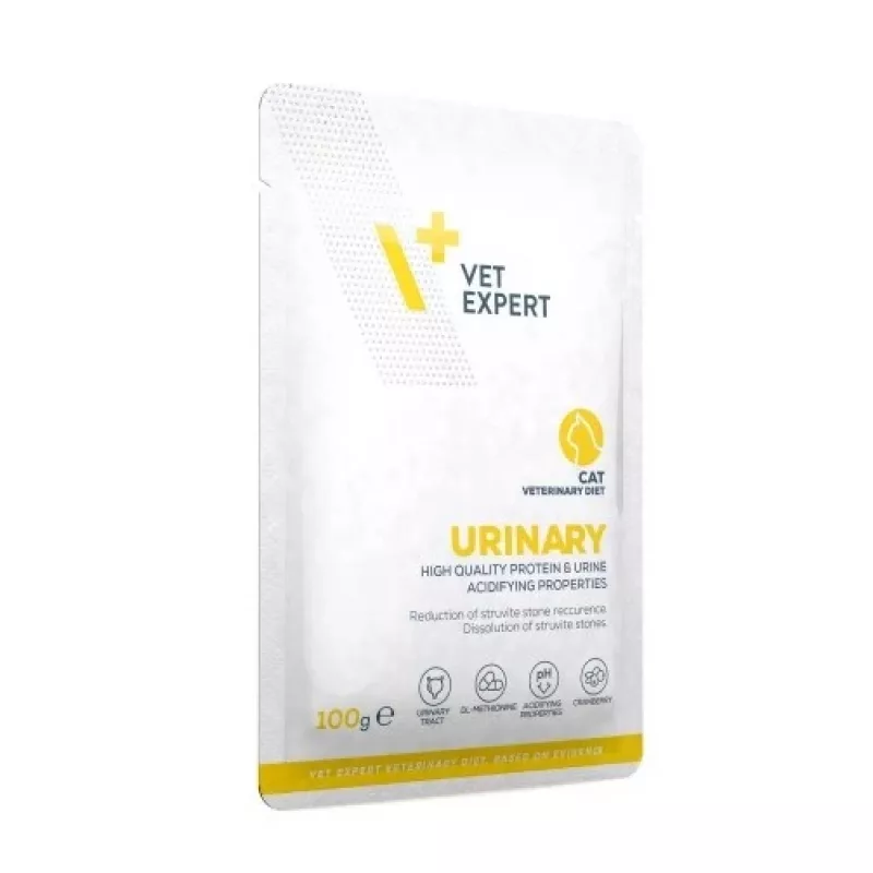 Mitrā veterinārā diēta kaķiem VETEXPERT Urinary, mājputnu gaļas, paciņa 100 g, pieaugušiem kaķiem, bez cukura un konservantiem