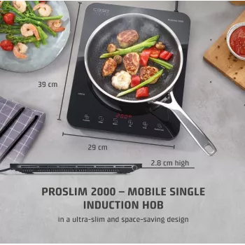 Caso ProSlim 2000 2236 Mobilā vienas plīts indukcijas virsma, Stikls, Skārienjutīga, Melna