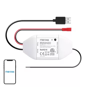 Viedais garāžas durvju slēdzis Meross MSG100HK HomeKit saderīgs — Wi‑Fi vadība vienām garāžas durvīm