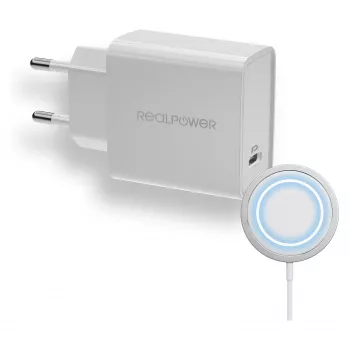 Lādētājs iekštelpām RealPower PC-MagSet Universal balts