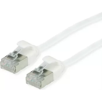 ROLINE Green - komutācijas kabelis - RJ-45 (V) uz RJ-45 (V) - 15 cm - 3.6 mm - U/FTP - CAT 6a - bez halogēna, formēts, bez aizķeršanās, vīts - balts, RAL 9003 (21.44.1698)
