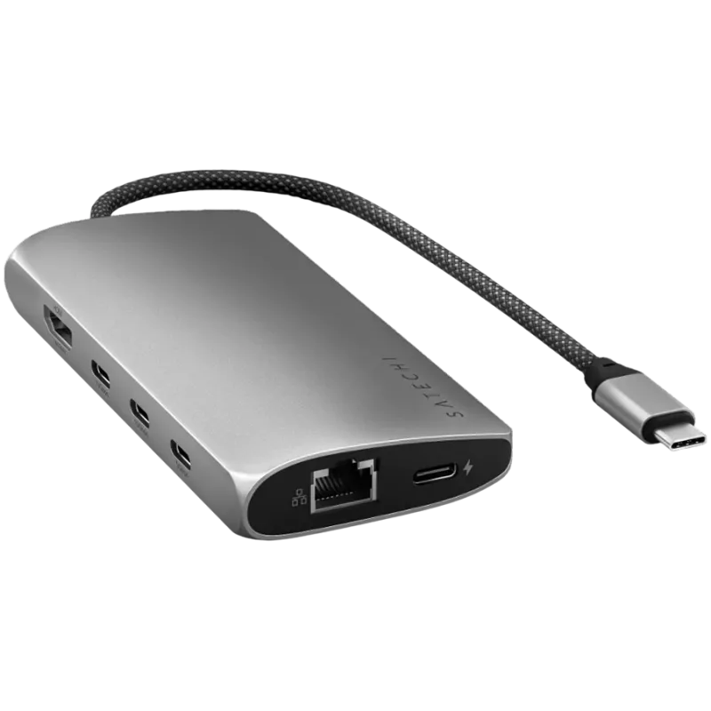 Satechi USB-C daudzportu adapteris 8K ar Ethernet V3 kosmosa pelēks (ST-P8KEM)