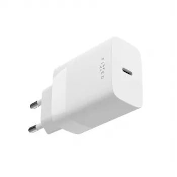 USB-C ceļojumu lādētājs FIXED FIXC30N-C-WH — 30 W kompakts USB-C strāvas adapteris, vienas pieslēgvietas ātrā uzlāde