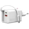 Iekštelpu USB-C/USB-A ātrais lādētājs 4smarts 541065 — Universāls AC 100–240V, Max 20V, 0,7 m kabelis, balts