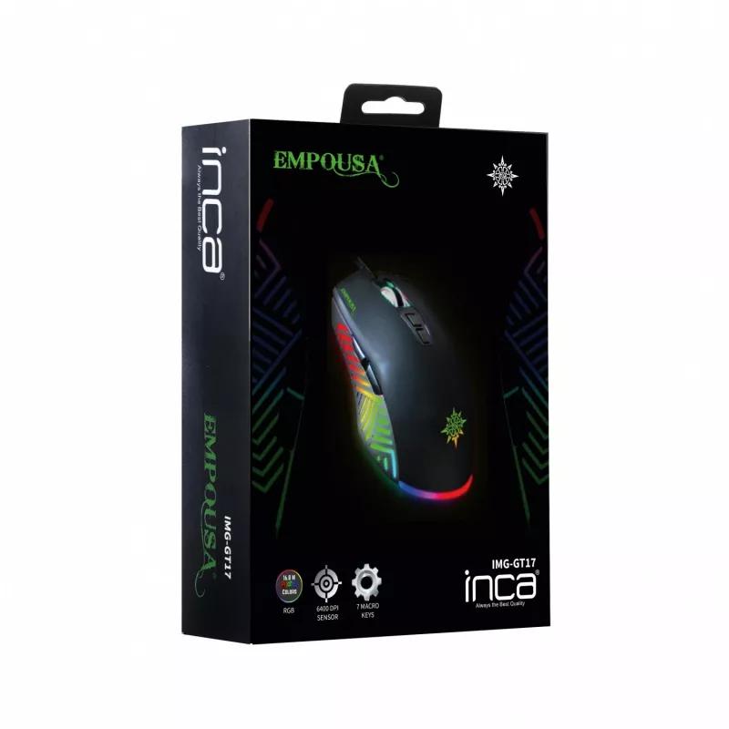 INCA Gaming Mouse IMG-GT17 6400 DPI. RGB. 7 pogas. USB. SW mazumtirdzniecība