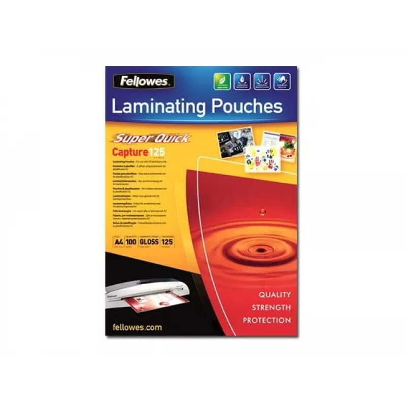 Fellowes SuperQuick A4 spīdīgas 125 mikronu laminēšanas plēves