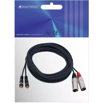Omnitronic 3022522E Audio kabelis 6 m 2 x XLR (3 kontaktu) 2 x RCA melns (3022522E)