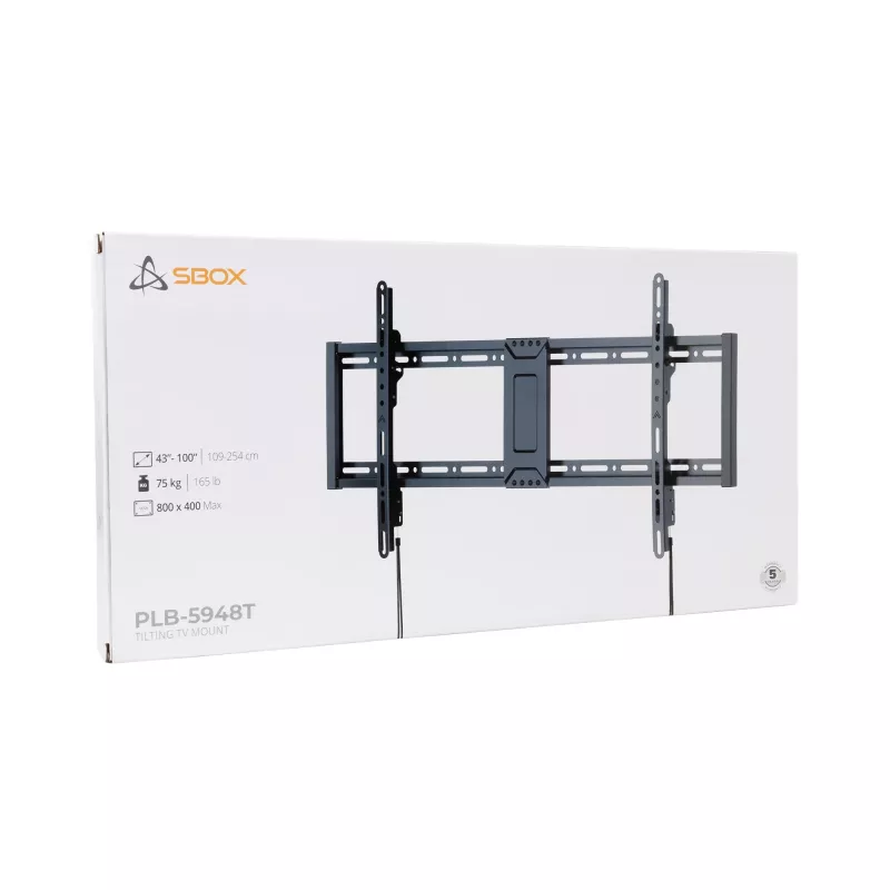 TV sienas stiprinājums SBOX PLB-5948T-2 43–90 collu ekrāniem, maksimālā slodze 70 kg, VESA līdz 800×400