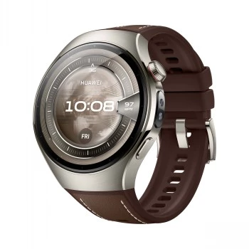 Huawei Watch 5 46 mm 55020EVY viedpulkstenis, 1,5 collu AMOLED 466x466, GPS, NFC, 4G LTE, titāns, sudraba/brūns
