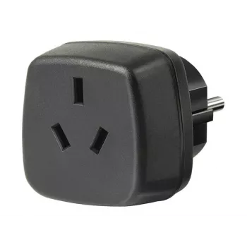 Ceļojumu adapteris AUS/CN > Zemējuma spraudnis, kontaktligzdas adapteris, melns