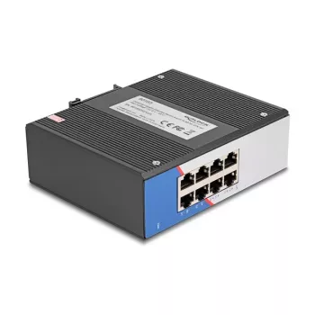 Gigabit Ethernet komutators DELOCK 80163, 8 portu RJ45 industriālais komutators, nepārvaldāms, metāla korpuss