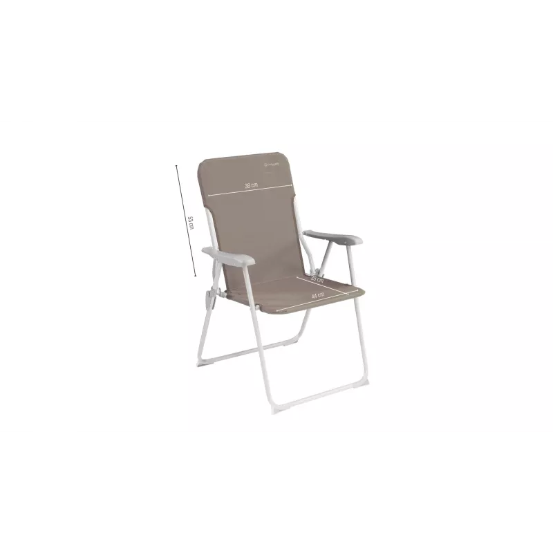 Kempinga krēsls Outwell Blackpool Toffee Tint — 2 kājas, 120 kg ietilpība, 3,3 kg, 56 cm platums, brūns