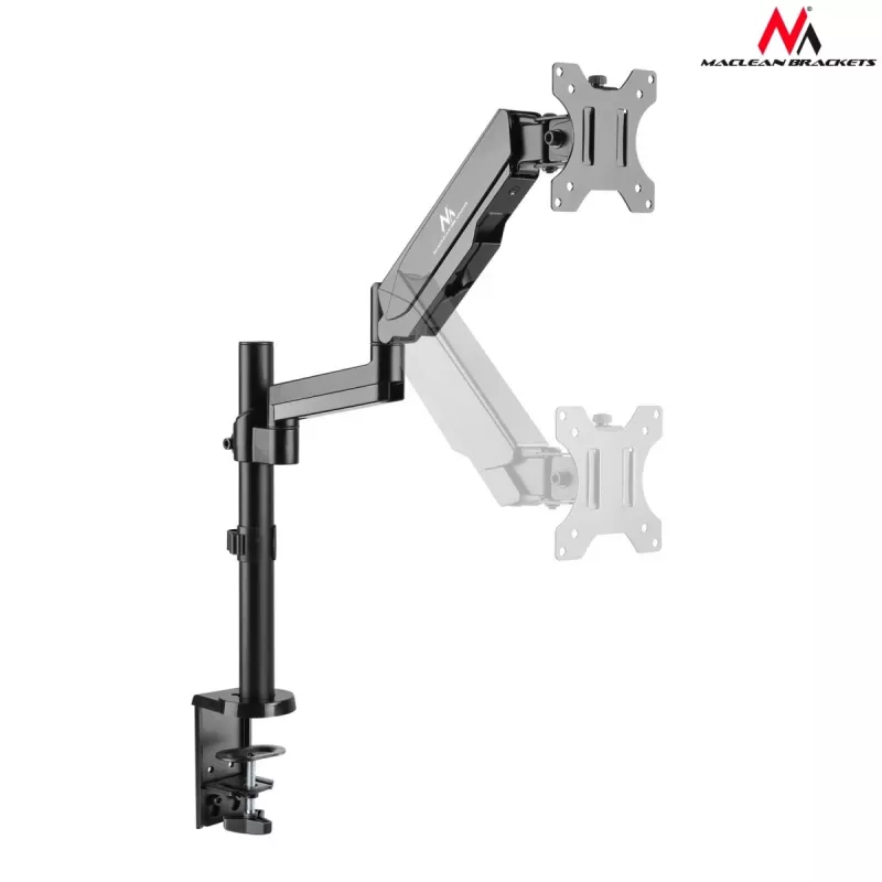 Galda monitora stiprinājums MACLEAN MC-775 32 collu (81,3 cm) ekrāniem, VESA 75x75–100x100, līdz 8 kg, pelēks