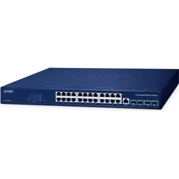 PLANET Layer 3 24-Port 10/100/1000T Pārvaldīts L3 Gigabitu Ethernet (10/100/1000) Power over Ethernet (PoE) Zils (GS-6311-24T4X)