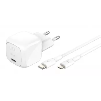 30W USB-C lādētājs Belkin WCA008KQ1MWH-B5 PD PPS, kompakts strāvas adapteris tālruņiem un planšetdatoriem