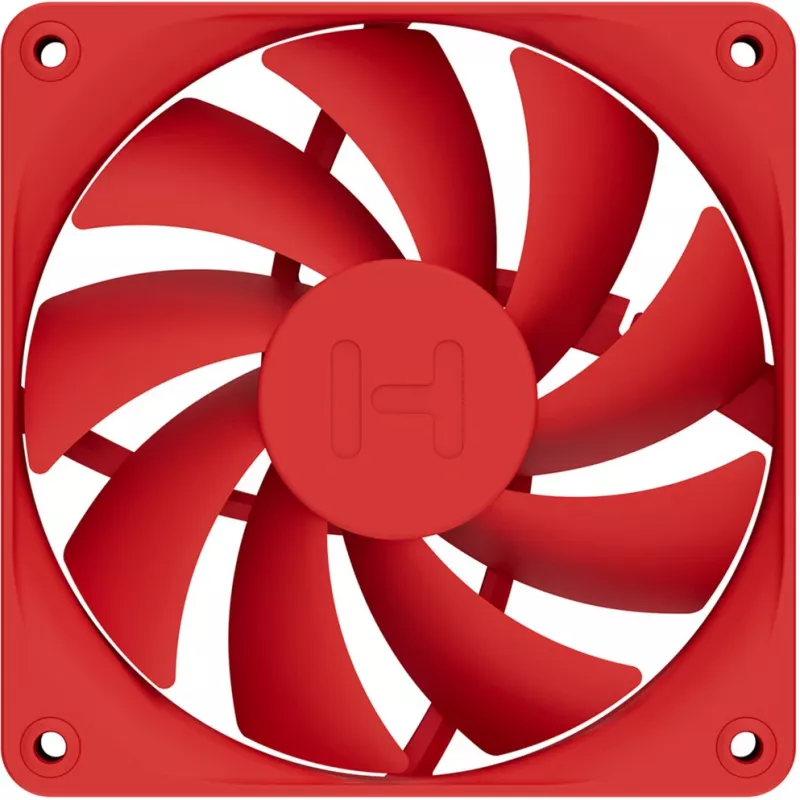 Datora dzesēšanas ventilators HYTE FA12-RR-4 120 mm, 1500 RPM, 72 m³/h, 1,6 mmH2O, šķidruma dinamiskais gultnis, sarkans, 4 gab. iepakojumā
