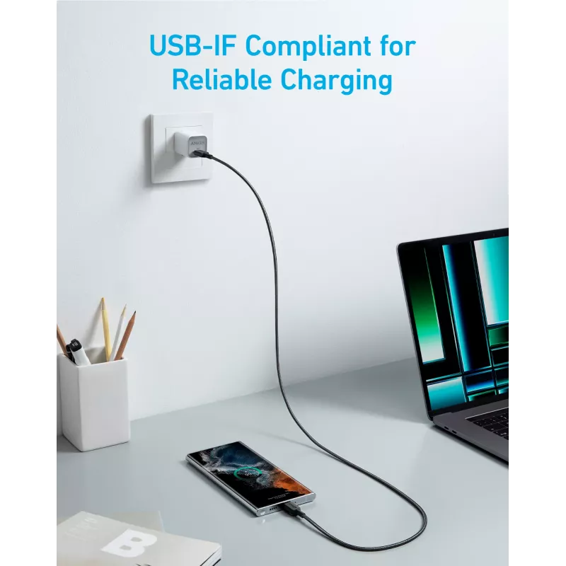 USB Kabelis Anker 322 0.9m USB C Melns