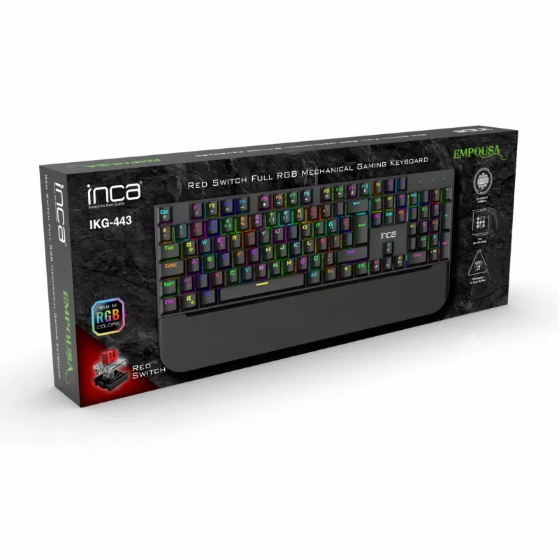 Incase Gaming Keyboard IKG-443 mehānisks, RGB, vācu izkārtojums