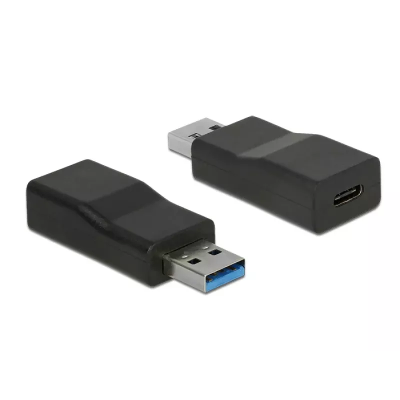 Savienotāju adapteris DeLOCK 65696 USB 3.1 Gen 2 Type-A uz Type-C, melns