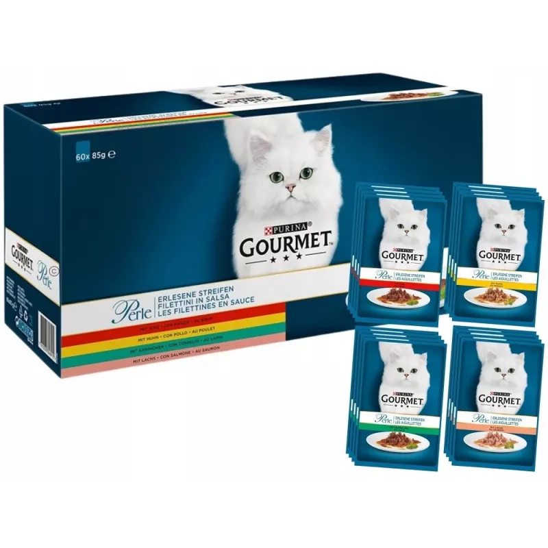 PURINA Gourmet Perle Mix - mitrā kaķu barība - 60x85 g