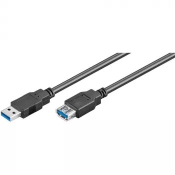 Wentronic Goobay USB 3.0 SuperSpeed pagarinātājs, melns, 3 m - USB 3.0 spraudnis (A tips) > USB 3.0 ligzda (A tips) (93999)