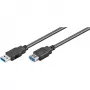 Wentronic Goobay USB 3.0 SuperSpeed pagarinātājs, melns, 3 m - USB 3.0 spraudnis (A tips) > USB 3.0 ligzda (A tips) (93999)