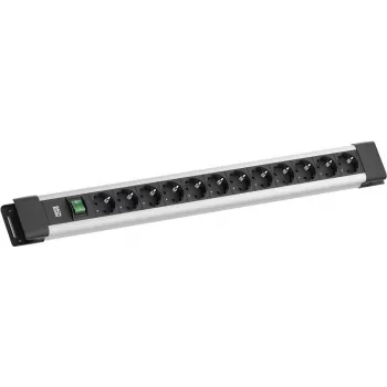 Strāvas slēdzis Bachmann CONNECTUS 12x CEE7/3 kontaktligzdas, 1x slēdzis, 2,0 m kabelis, CEE7/7 kontaktdakša, pelēks