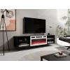 RTV skapis POLO 180x33x39 melns + kamīns balts