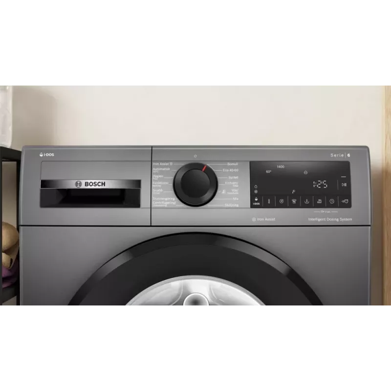Bosch veļas mazgājamā mašīna | WGG244RFSN | Energoefektivitātes klase A | ar priekšējo ielādi | veļas ietilpība 9 kg | 1400 apgr./min | dziļums 59 cm | platums 59,8 cm | Displejs | LED | pelēka