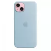 Silikona maciņš Apple iPhone 15 Plus gaiši zils MagSafe