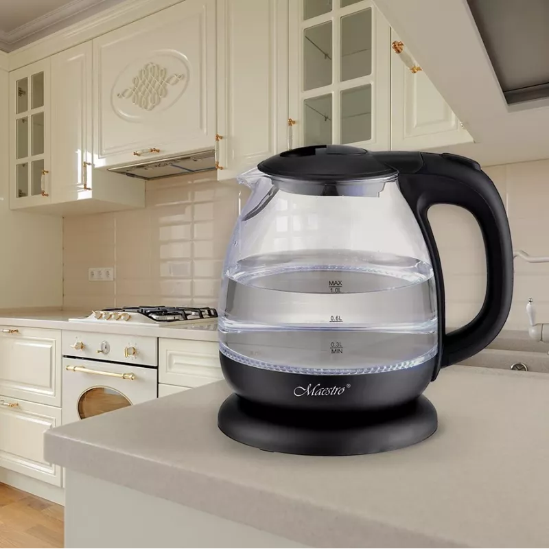 MAESTRO MR-055 elektriskā tējkanna 1 L 1100 W (MR-055-BLACK) Melna