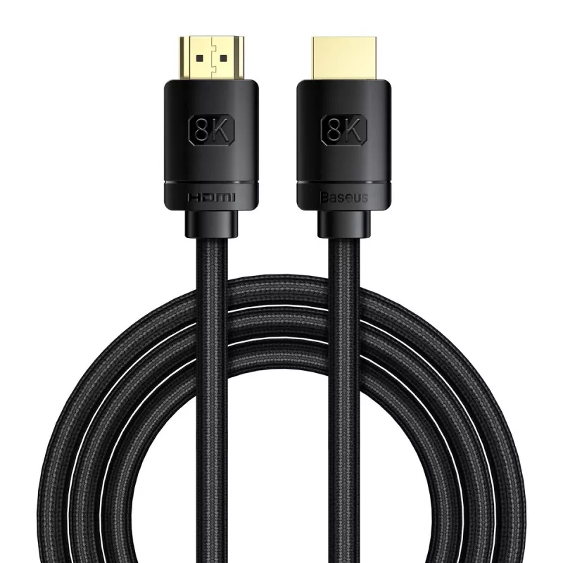 Baseus High Definition Series HDMI 2.1 kabelis, 8K 60Hz, 3D, HDR, 48Gbps, 2m (melns)
