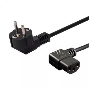 Strāvas kabelis SAVIO CL-116 — 1,8 m, melns, leņķveida strāvas spraudnis Tips C uz leņķveida IEC C13, 3-dzīslu 0,5 mm²