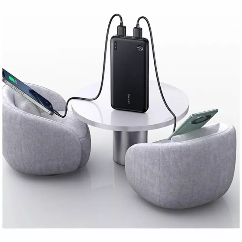 Ārējais akumulators usams PB83 10000mAh PD 2×USB-A USB-C balts