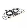 Eaton Tripp Lite sērijas 2-portu USB/HD kabeļa KVM slēdzis ar audio/video, kabeļiem un USB perifērijas koplietošanu - KVM-/audio-/USB slēdzis - 2 x KVM/audio/USB - 1 lokālais lietotājs - galddators
