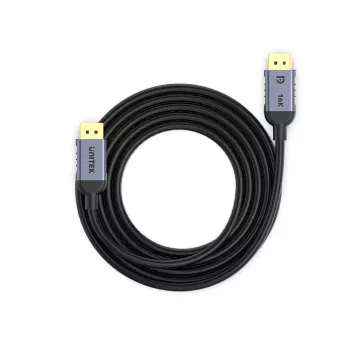 DisplayPort kabelis Unitek C1626GY01-1.5M — 1,5 m, DisplayPort 2.1, vīr.-vīr., 360 Hz, 15360×8640, pelēks