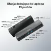 Dokstacija UNITEK D1079A USB4 vadu melna 100W barošanas padeve