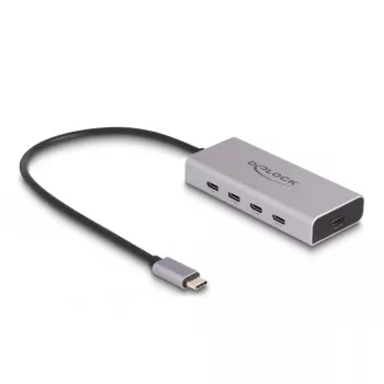 DeLOCK USB centrmezgls 10 Gbps Type-C 4 porti PD 85W 30cm kabelis