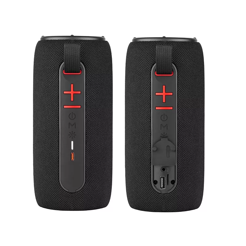 Pārnēsājams stereo skaļrunis TRACER Stripe Melns — 10 W RMS, Bluetooth/vadu, USB-A un USB-C, MicroSD, iebūvēts akumulators (līdz 5 h)