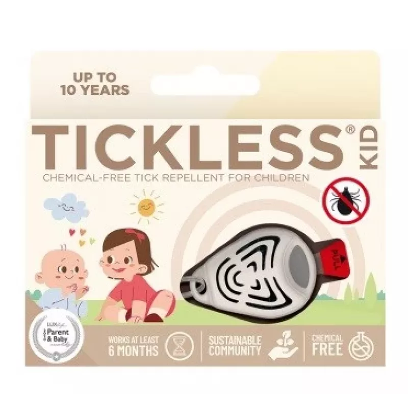 Ultraskaņas ērču atbaidītājs mājdzīvniekiem TICKLESS PRO-104BE — valkājams, darbināms ar baterijām, ūdensizturīgs, 1,5 m diapazons, bēšs